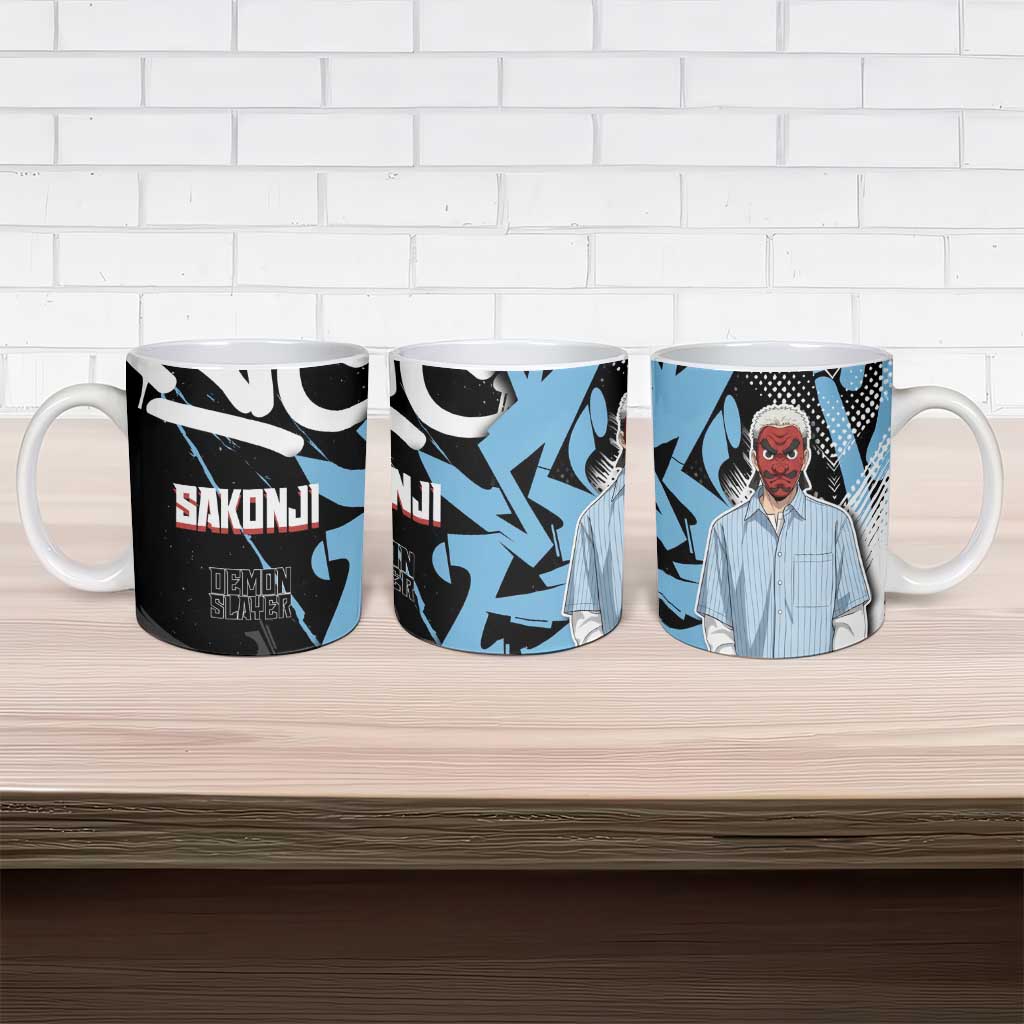 Sakonji Demon Slayer Ceramic Mug Blue Graffiti Anime Style