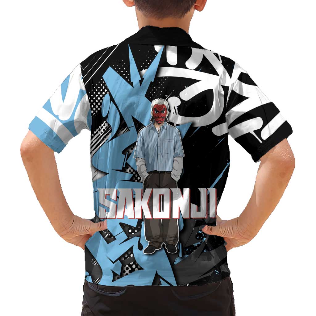 Sakonji Demon Slayer Family Matching Long Sleeve Bodycon Dress and Hawaiian Shirt Blue Graffiti Anime Style