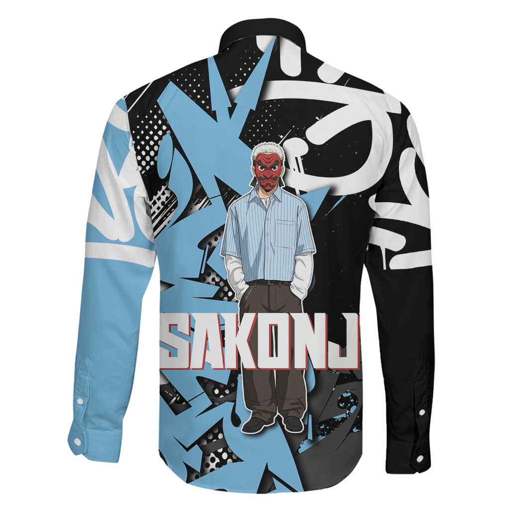 Sakonji Demon Slayer Family Matching Tank Maxi Dress and Hawaiian Shirt Blue Graffiti Anime Style