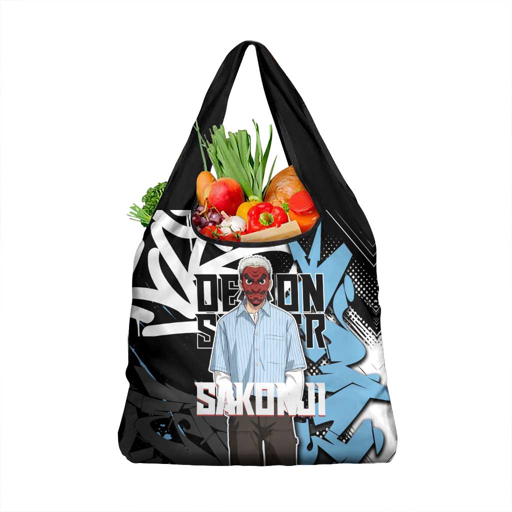 Sakonji Demon Slayer Grocery Bag Blue Graffiti Anime Style