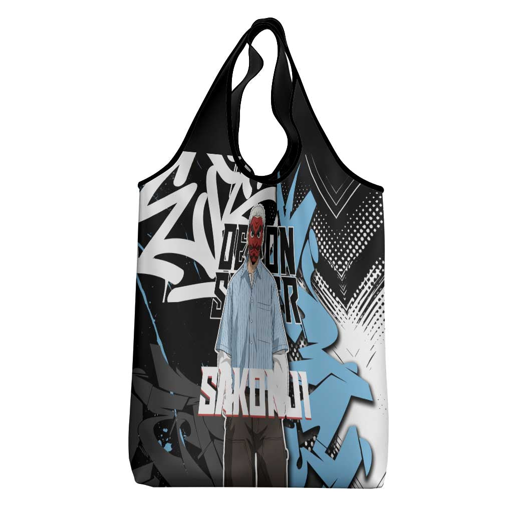 Sakonji Demon Slayer Grocery Bag Blue Graffiti Anime Style