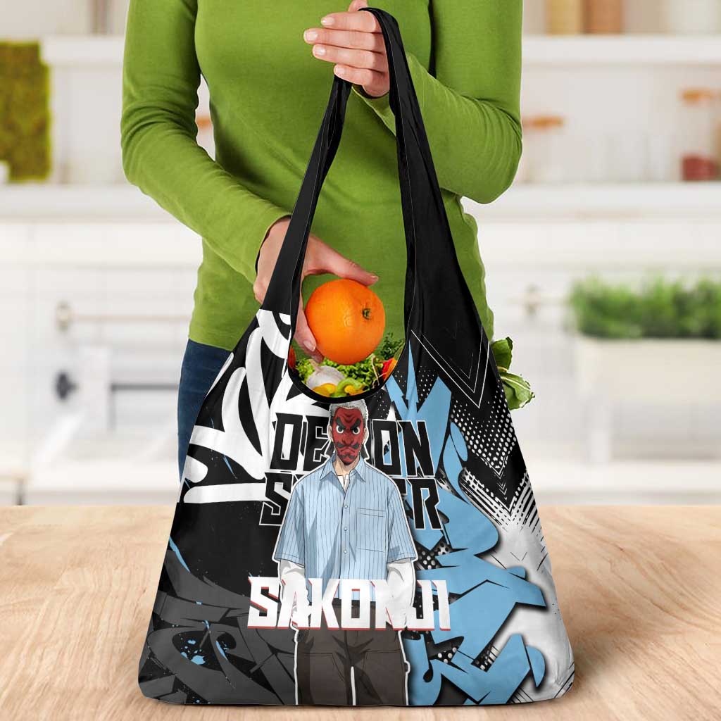 Sakonji Demon Slayer Grocery Bag Blue Graffiti Anime Style