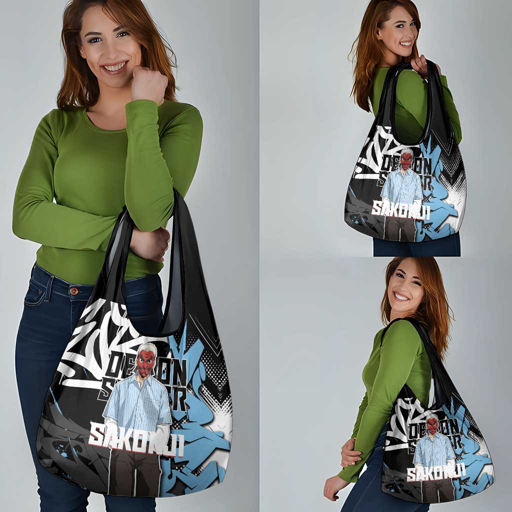 Sakonji Demon Slayer Grocery Bag Blue Graffiti Anime Style