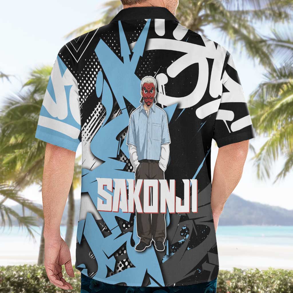 Sakonji Demon Slayer Hawaiian Shirt Blue Graffiti Anime Style