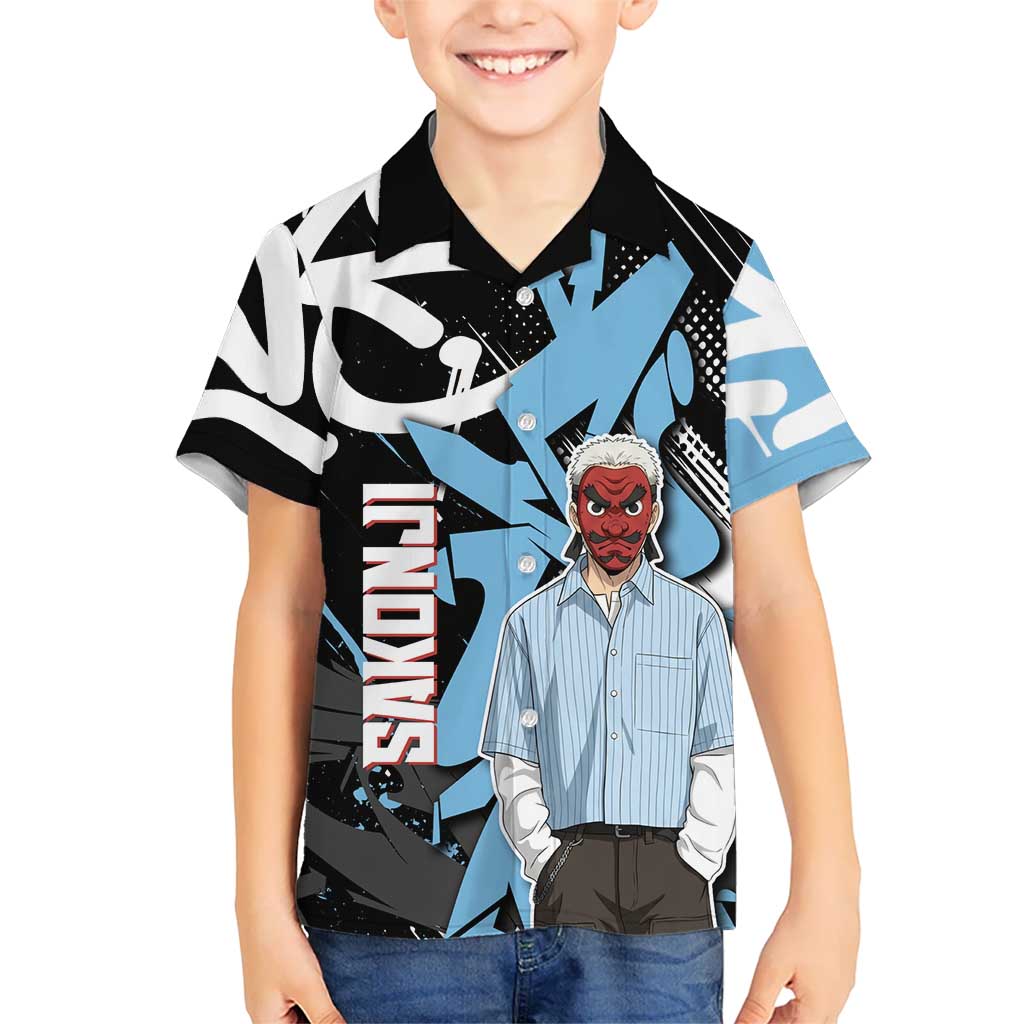 Sakonji Demon Slayer Hawaiian Shirt Blue Graffiti Anime Style