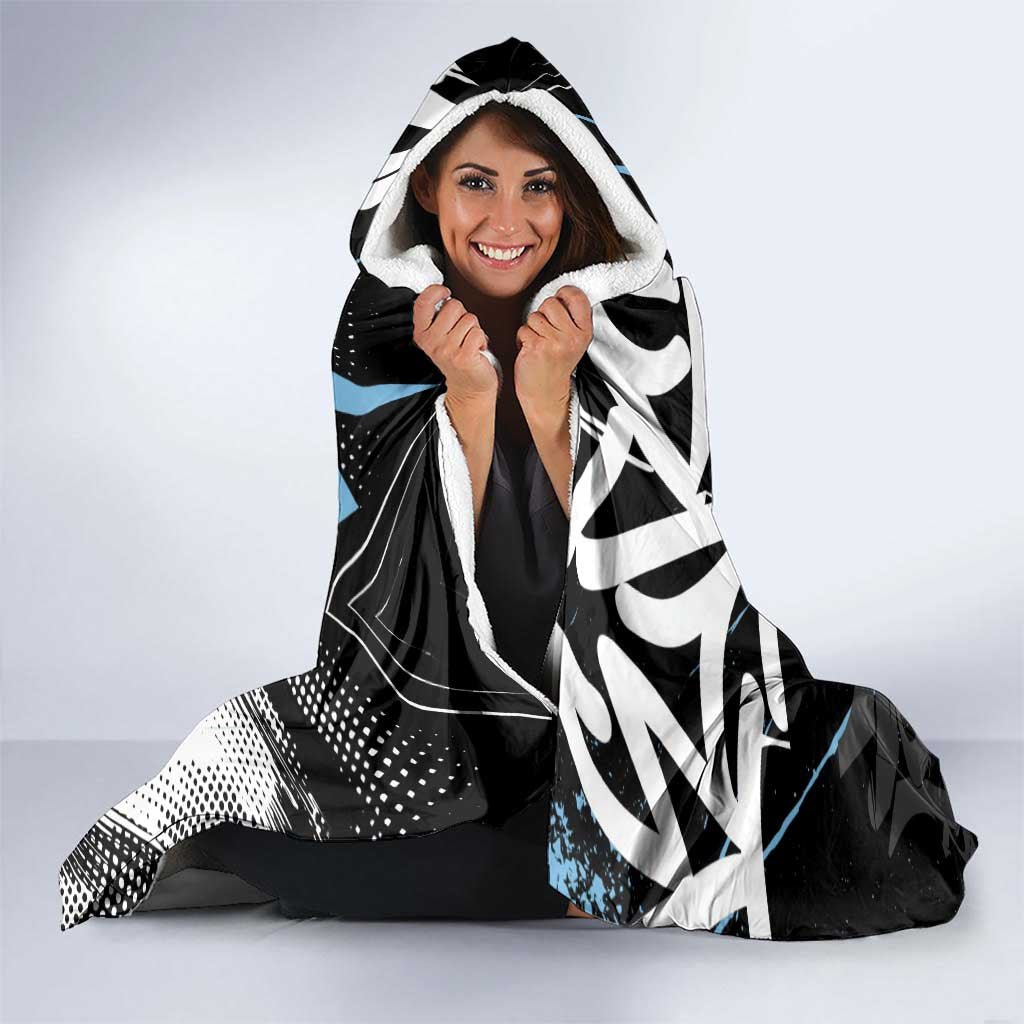 Sakonji Demon Slayer Hooded Blanket Blue Graffiti Anime Style