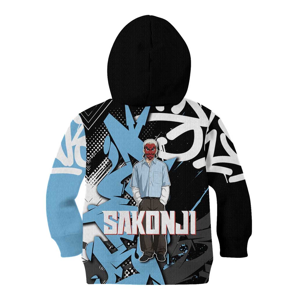 Sakonji Demon Slayer Kid Hoodie Blue Graffiti Anime Style