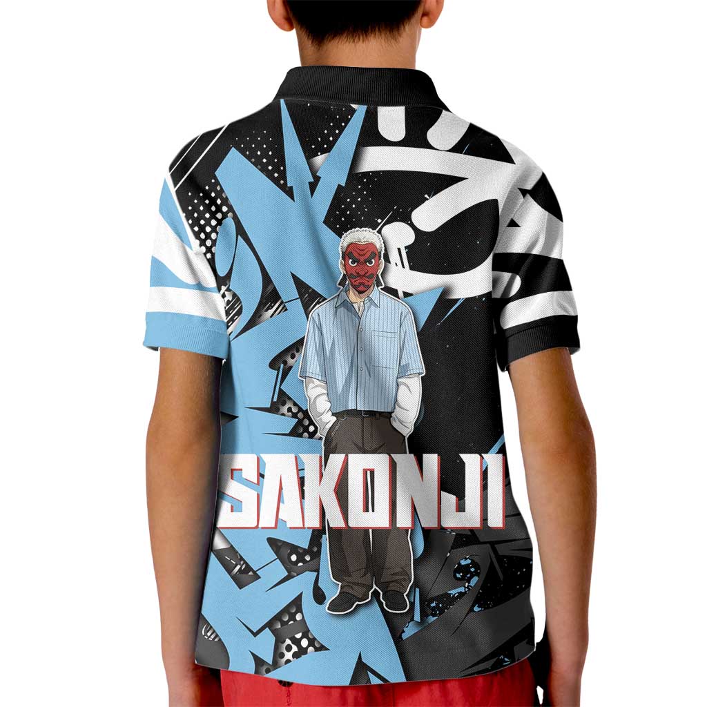 Sakonji Demon Slayer Kid Polo Shirt Blue Graffiti Anime Style