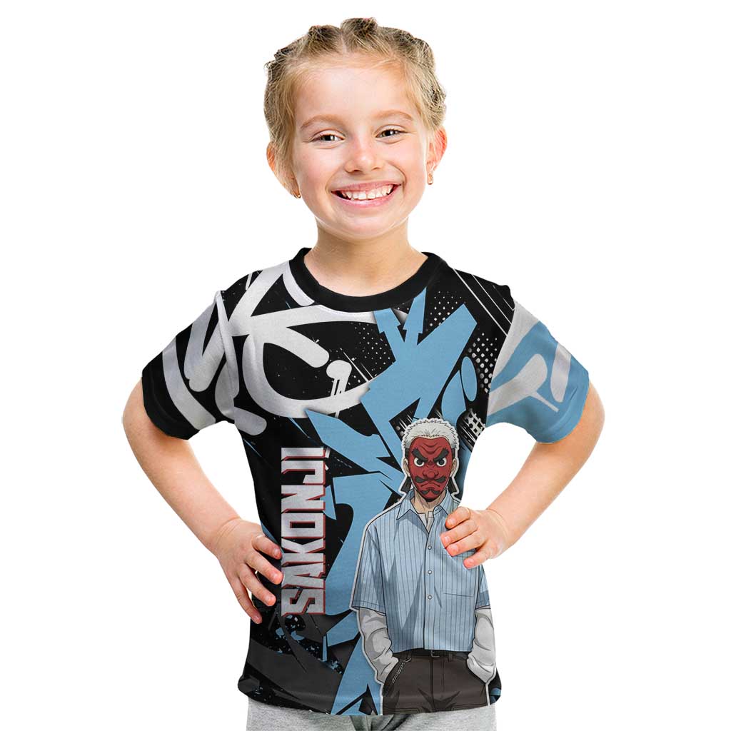 Sakonji Demon Slayer Kid T Shirt Blue Graffiti Anime Style