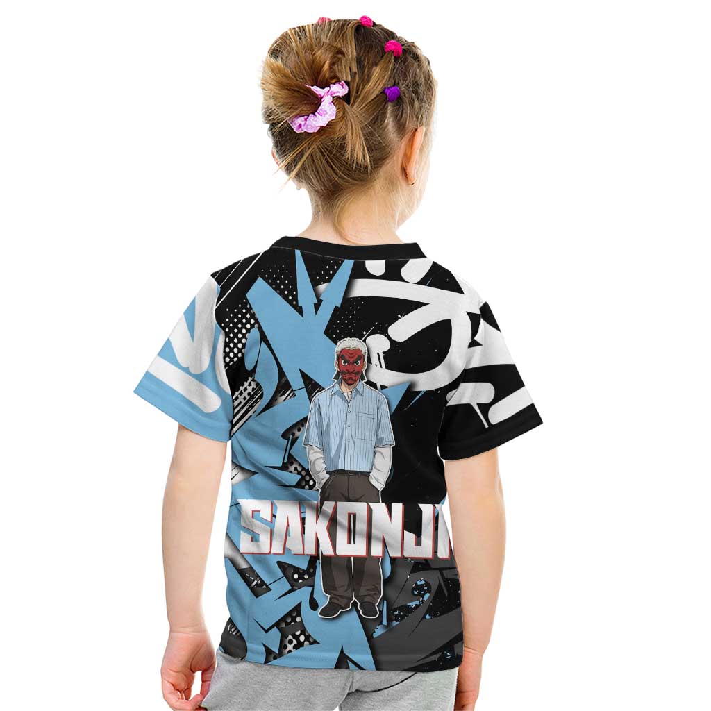 Sakonji Demon Slayer Kid T Shirt Blue Graffiti Anime Style