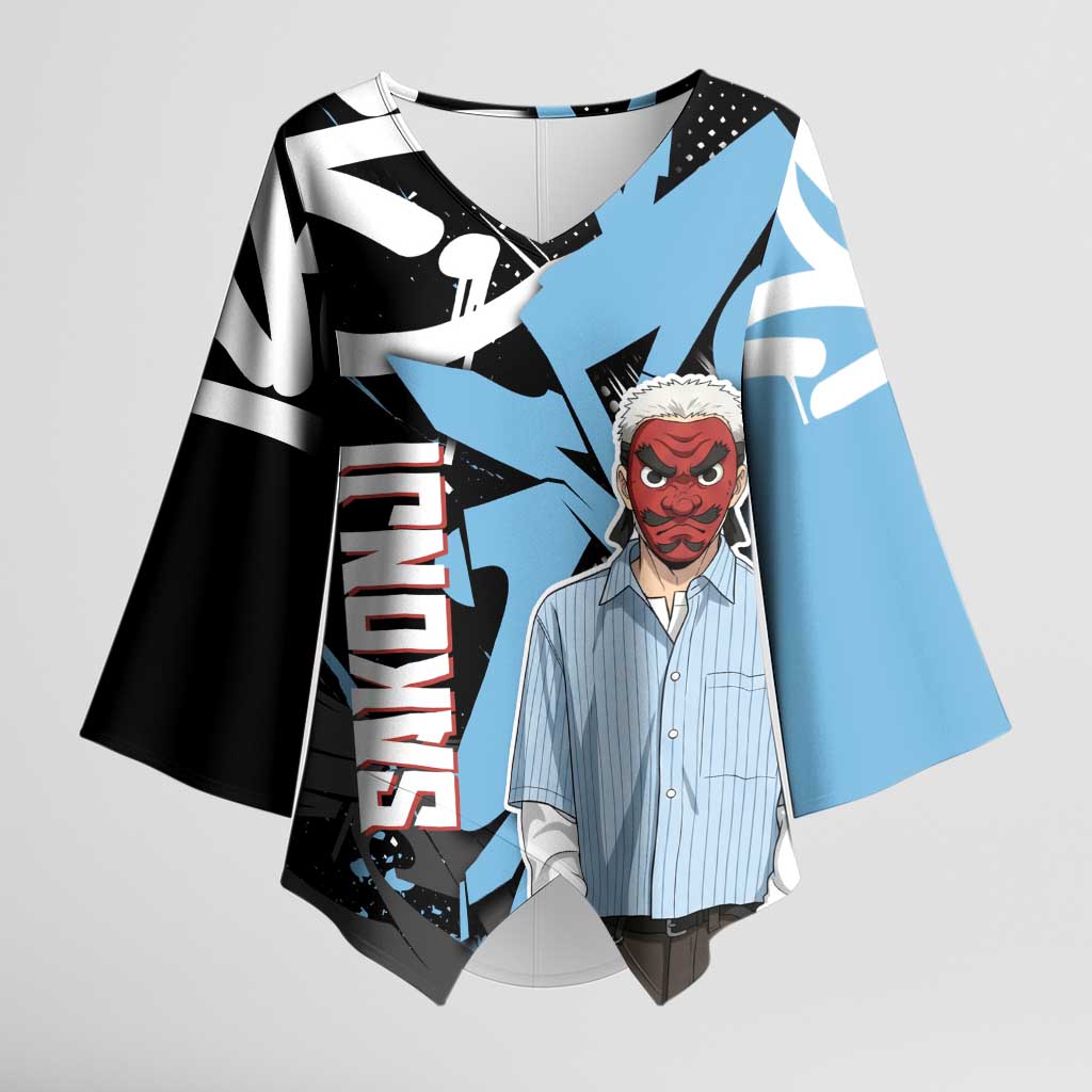 Sakonji Demon Slayer Kimono Sleeve Blouse Blue Graffiti Anime Style