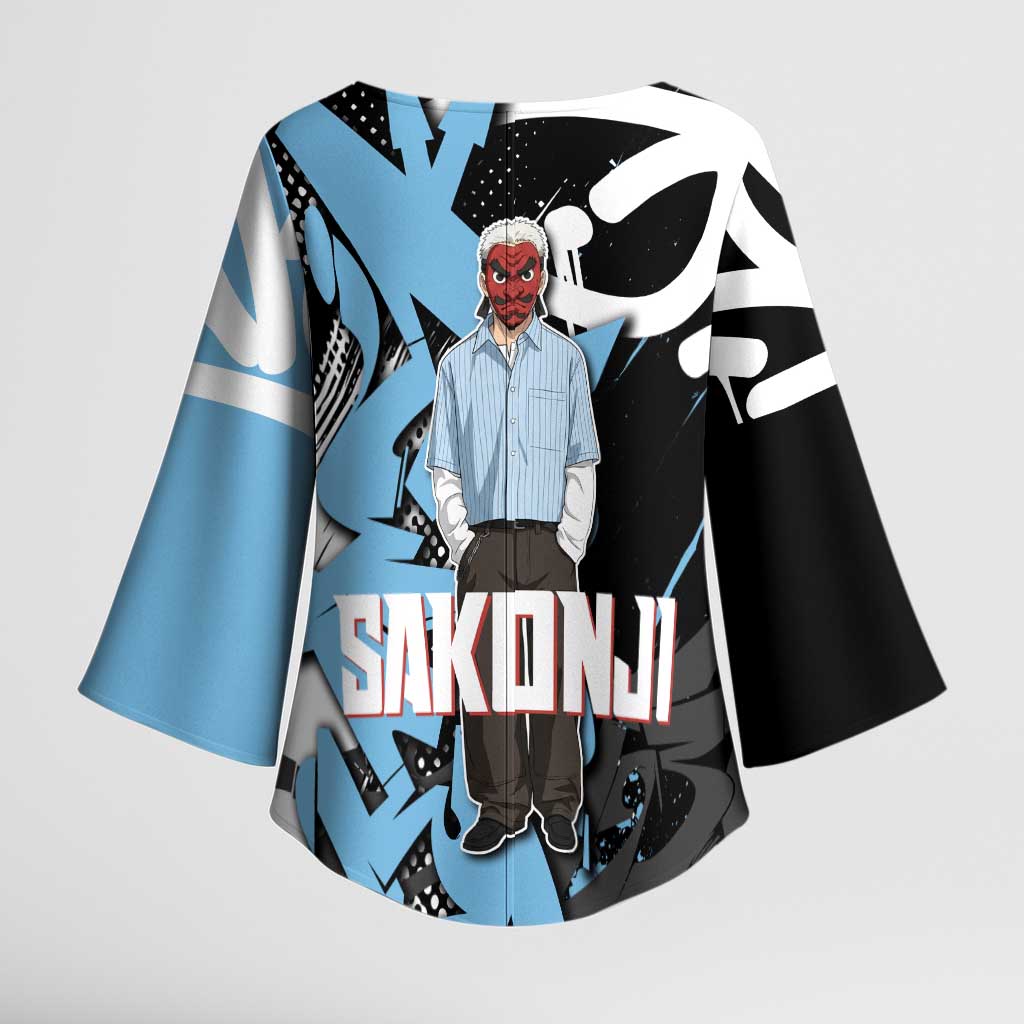 Sakonji Demon Slayer Kimono Sleeve Blouse Blue Graffiti Anime Style