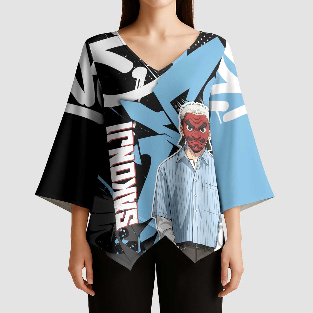 Sakonji Demon Slayer Kimono Sleeve Blouse Blue Graffiti Anime Style