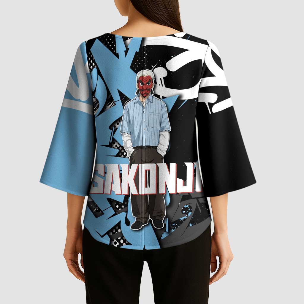 Sakonji Demon Slayer Kimono Sleeve Blouse Blue Graffiti Anime Style