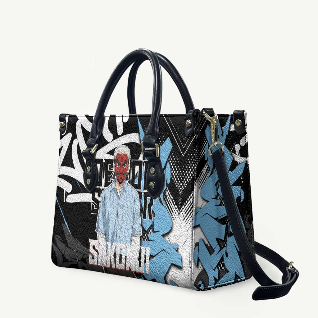 Sakonji Demon Slayer Leather Bag Blue Graffiti Anime Style