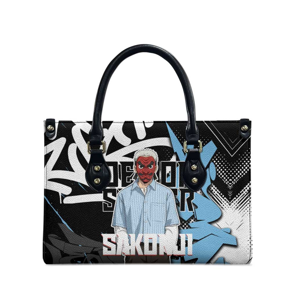 Sakonji Demon Slayer Leather Bag Blue Graffiti Anime Style