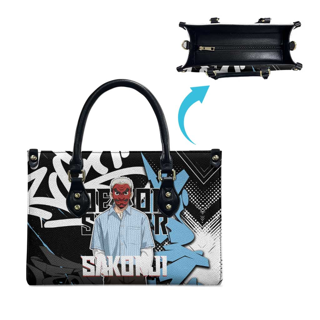 Sakonji Demon Slayer Leather Bag Blue Graffiti Anime Style