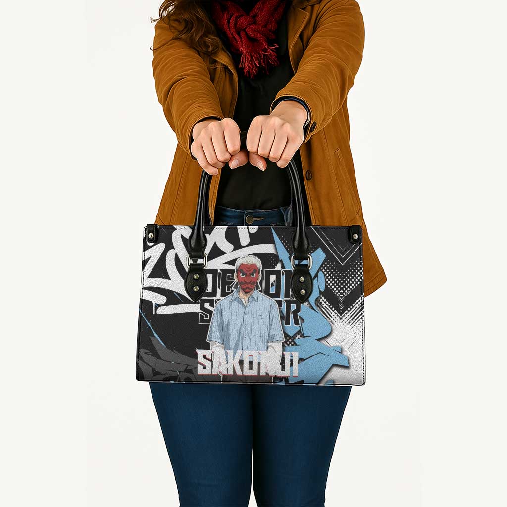 Sakonji Demon Slayer Leather Bag Blue Graffiti Anime Style