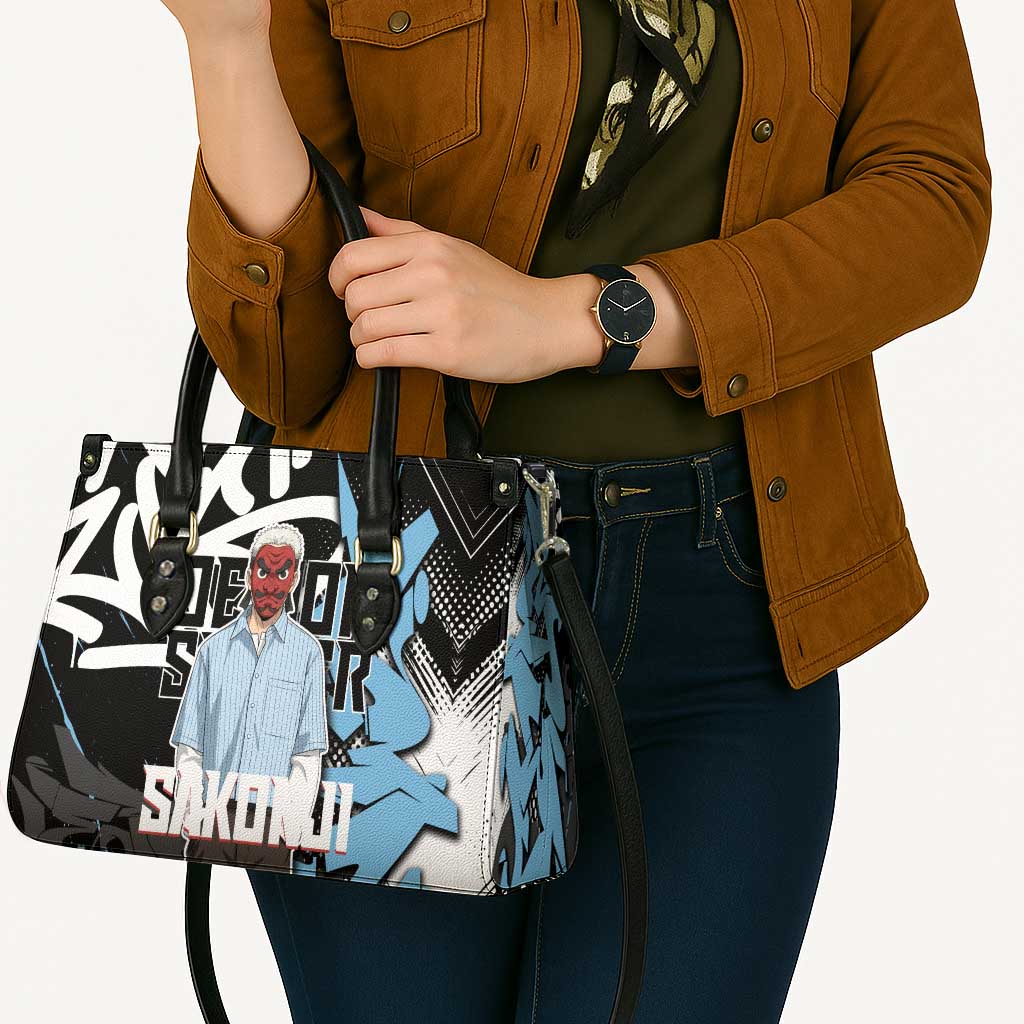 Sakonji Demon Slayer Leather Bag Blue Graffiti Anime Style