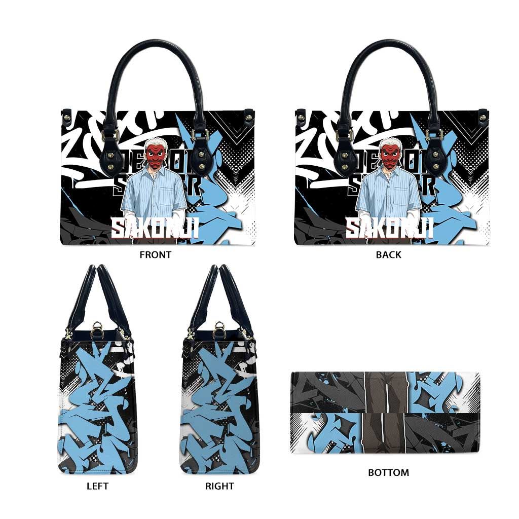 Sakonji Demon Slayer Leather Bag Blue Graffiti Anime Style