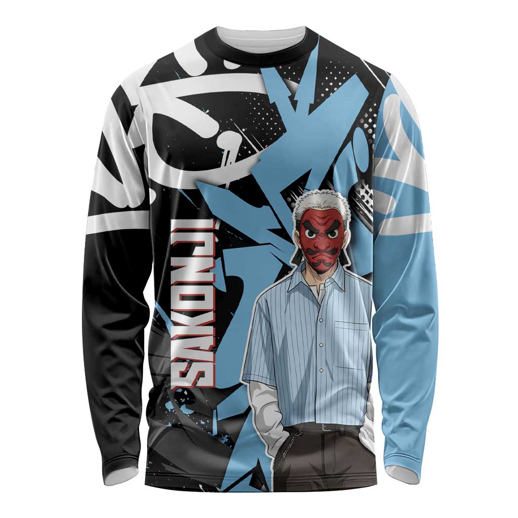 Sakonji Demon Slayer Long Sleeve Shirt Blue Graffiti Anime Style