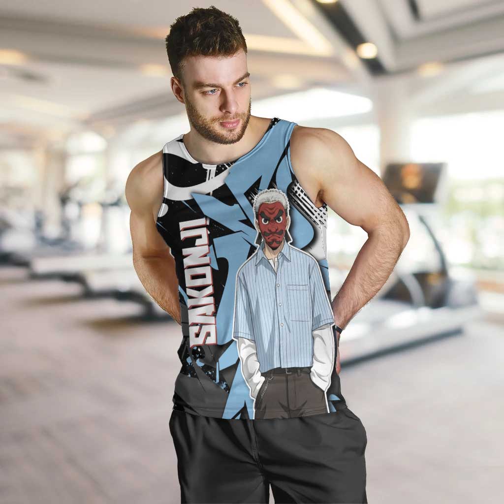 Sakonji Demon Slayer Men Tank Top Blue Graffiti Anime Style