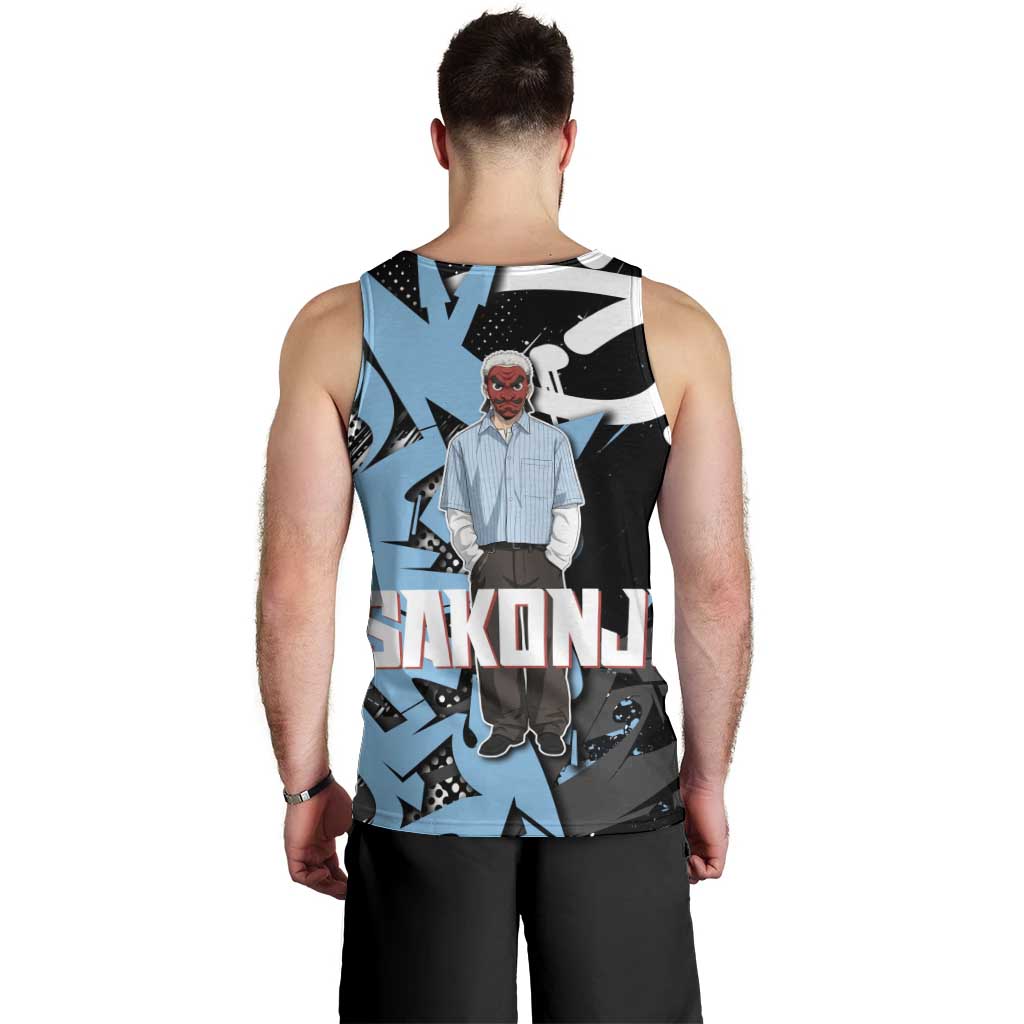 Sakonji Demon Slayer Men Tank Top Blue Graffiti Anime Style