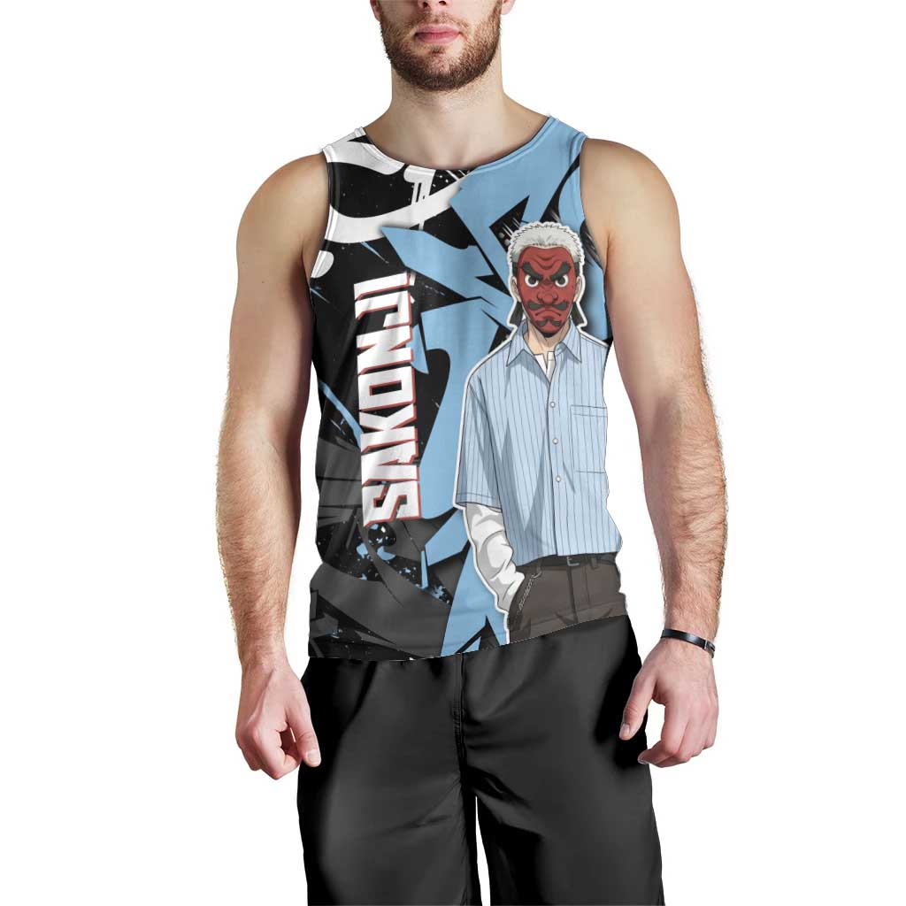 Sakonji Demon Slayer Men Tank Top Blue Graffiti Anime Style