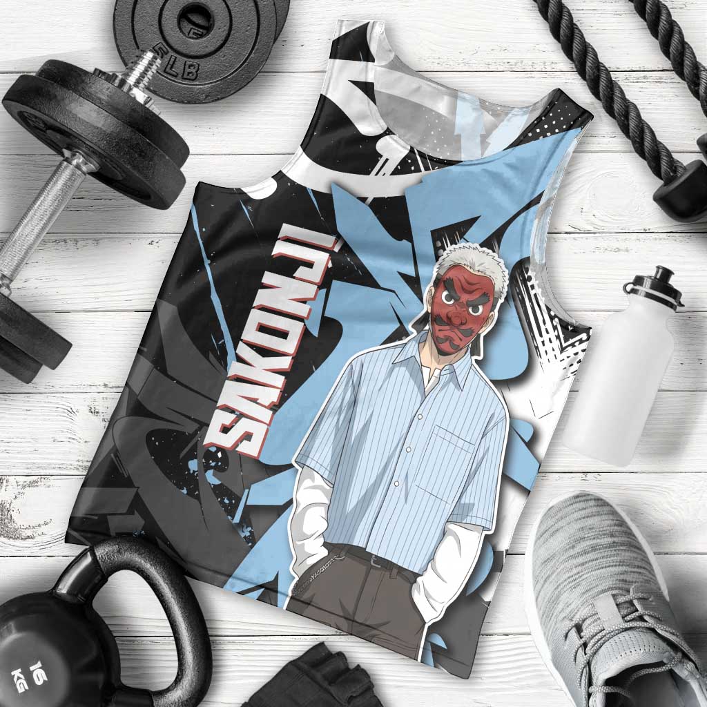 Sakonji Demon Slayer Men Tank Top Blue Graffiti Anime Style