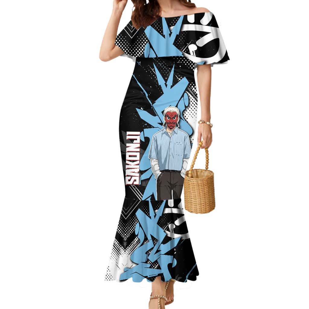 Sakonji Demon Slayer Mermaid Dress Blue Graffiti Anime Style