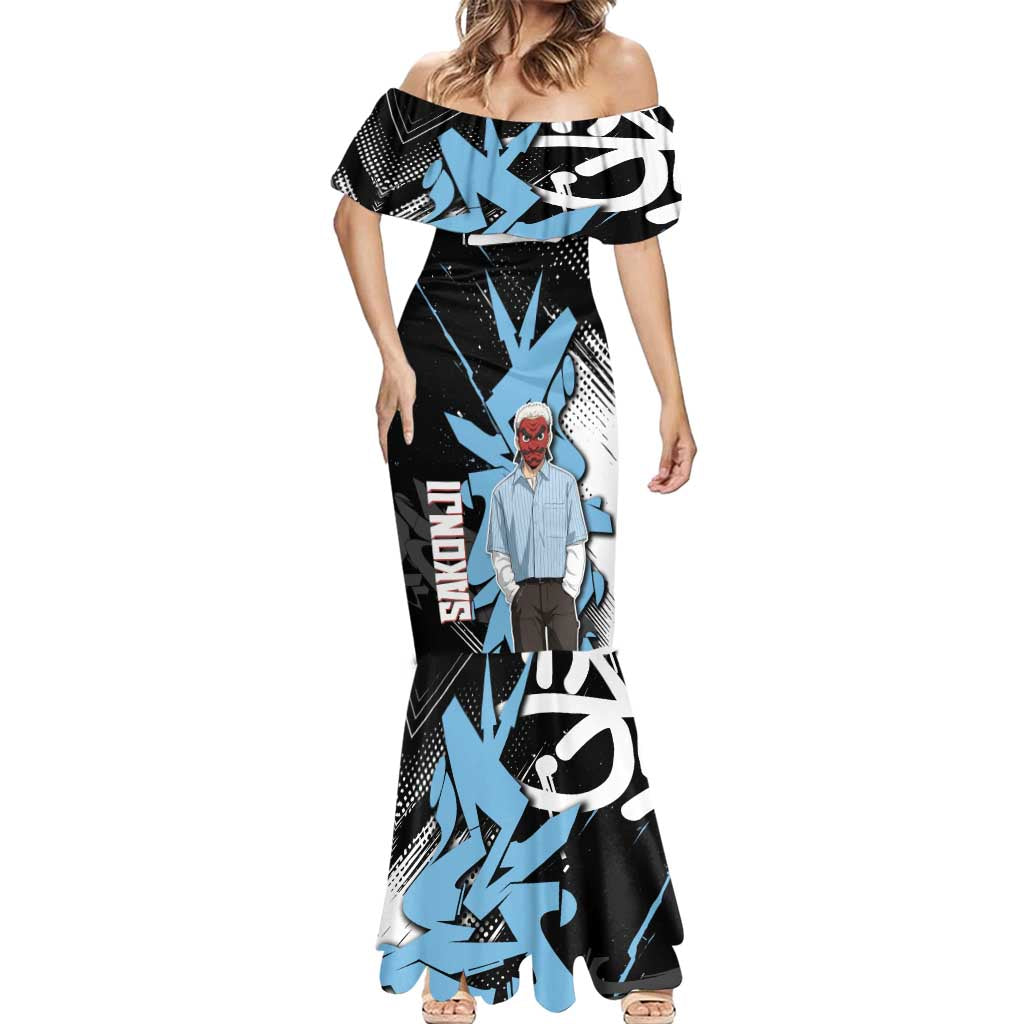 Sakonji Demon Slayer Mermaid Dress Blue Graffiti Anime Style