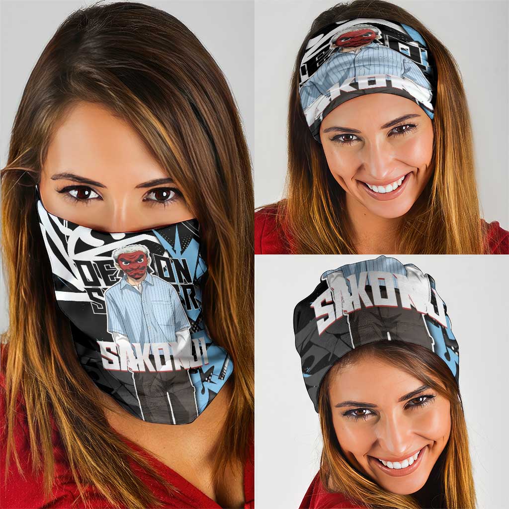 Sakonji Demon Slayer Neck Gaiter Blue Graffiti Anime Style