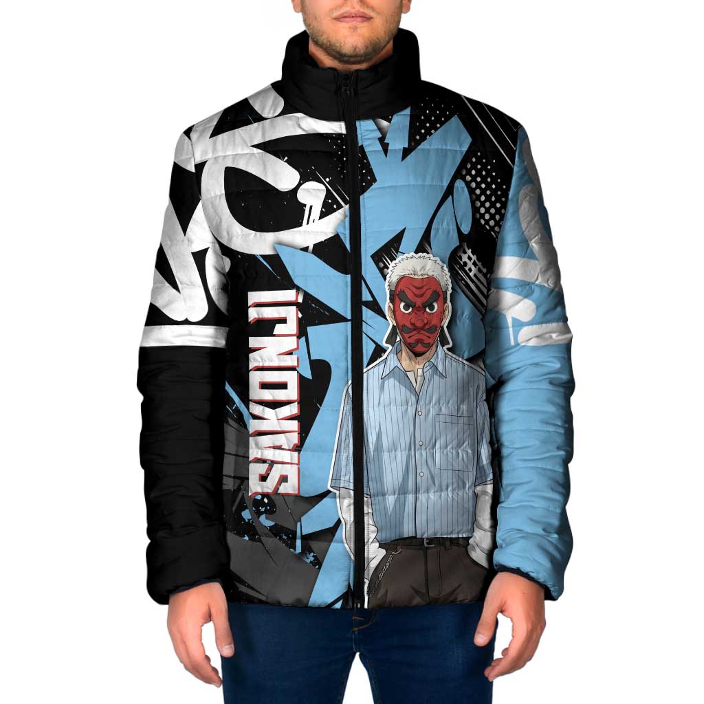 Sakonji Demon Slayer Padded Jacket Blue Graffiti Anime Style