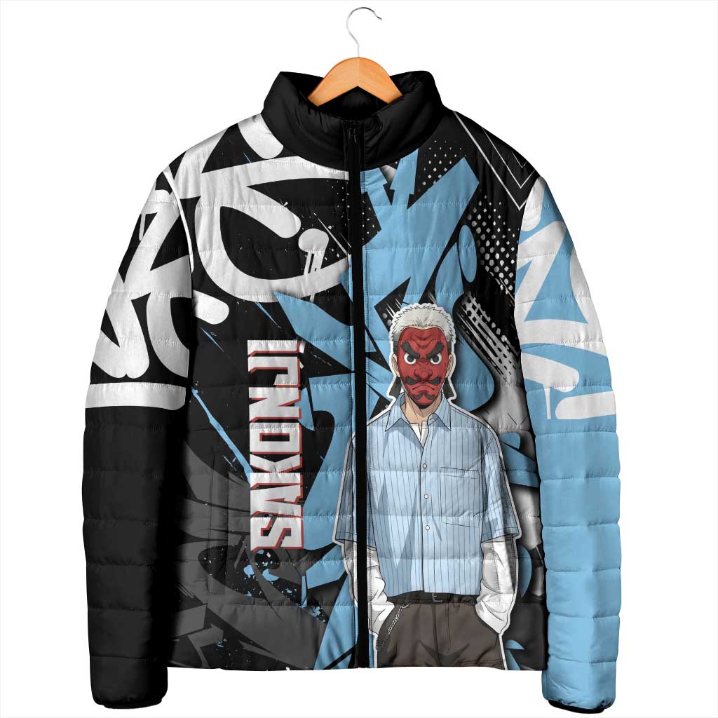 Sakonji Demon Slayer Padded Jacket Blue Graffiti Anime Style