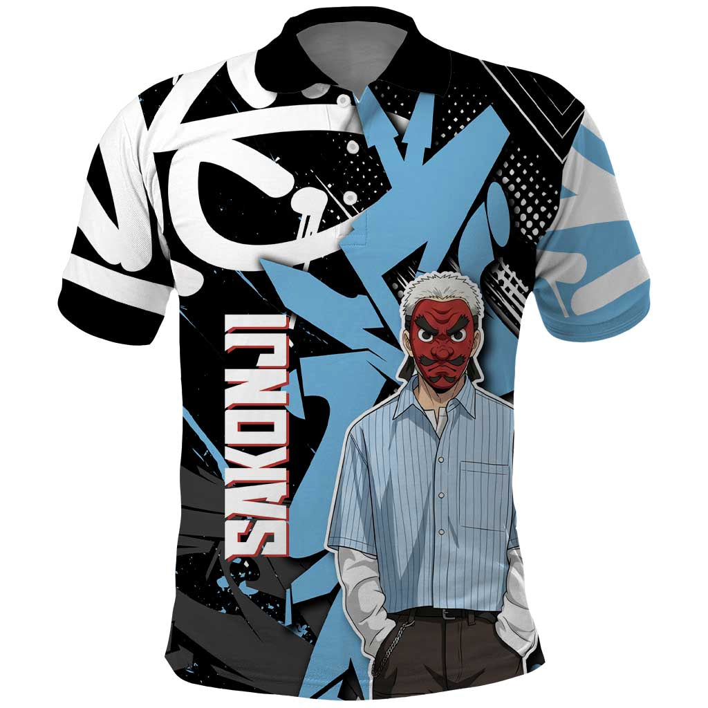 Sakonji Demon Slayer Polo Shirt Blue Graffiti Anime Style