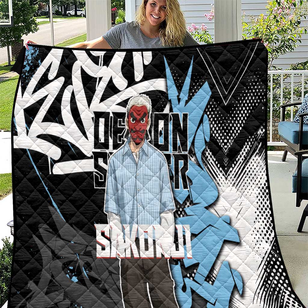Sakonji Demon Slayer Quilt Blue Graffiti Anime Style