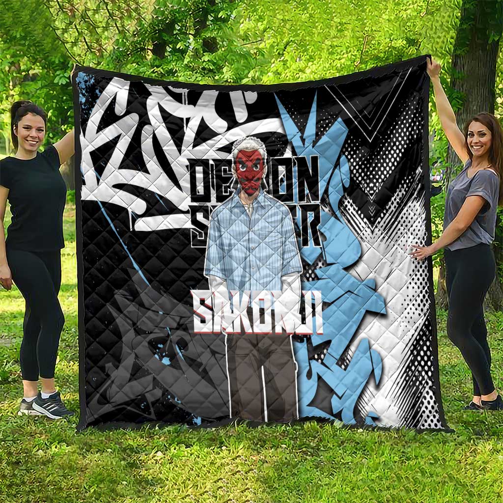 Sakonji Demon Slayer Quilt Blue Graffiti Anime Style