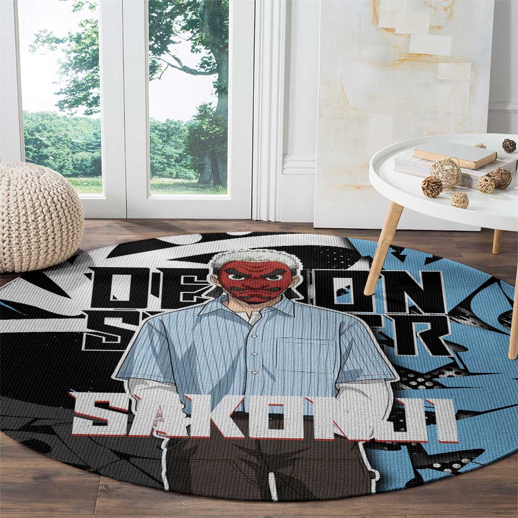 Sakonji Demon Slayer Round Carpet Blue Graffiti Anime Style