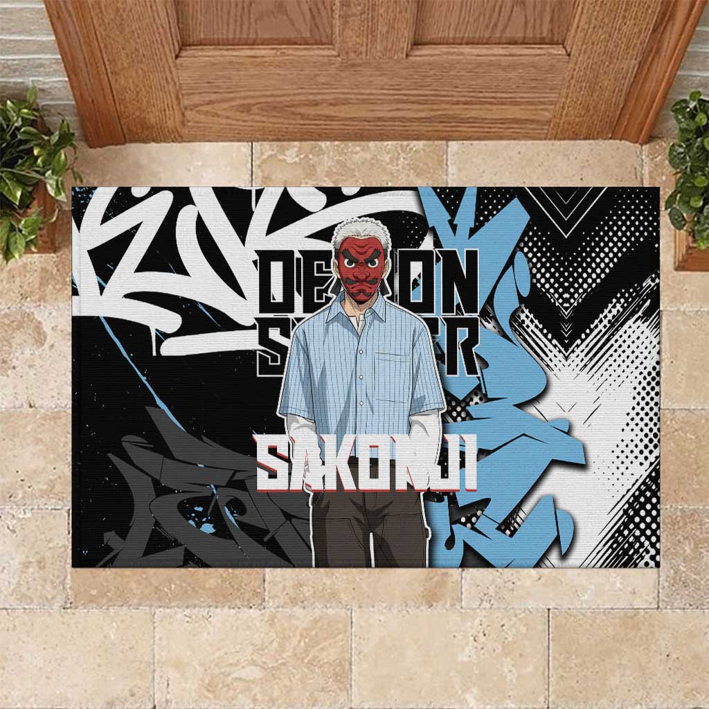 Sakonji Demon Slayer Rubber Doormat Blue Graffiti Anime Style