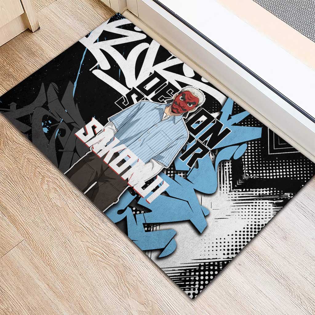 Sakonji Demon Slayer Rubber Doormat Blue Graffiti Anime Style