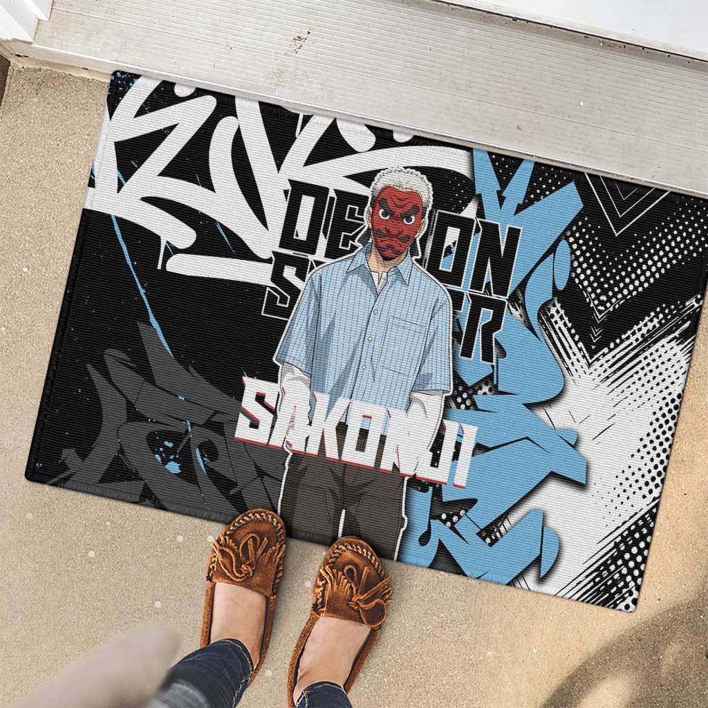 Sakonji Demon Slayer Rubber Doormat Blue Graffiti Anime Style