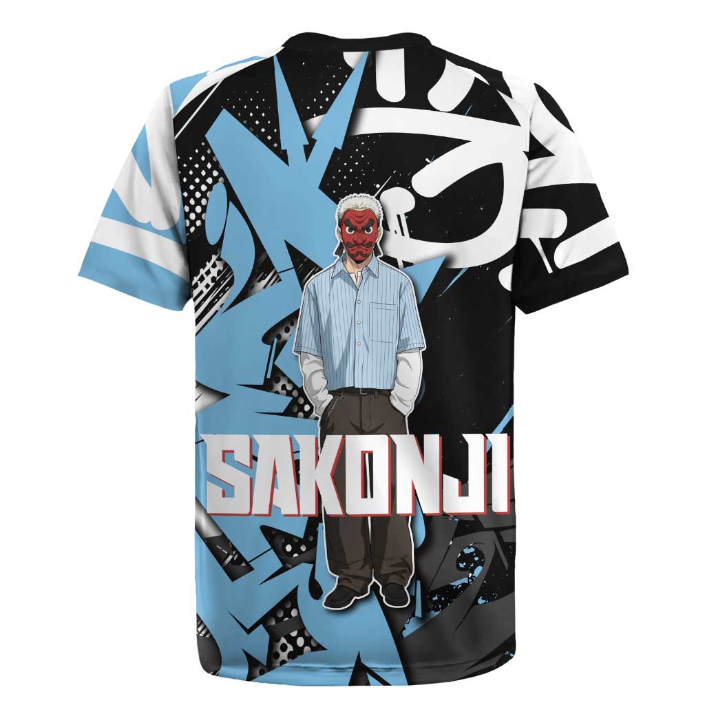Sakonji Demon Slayer Rugby Jersey Blue Graffiti Anime Style