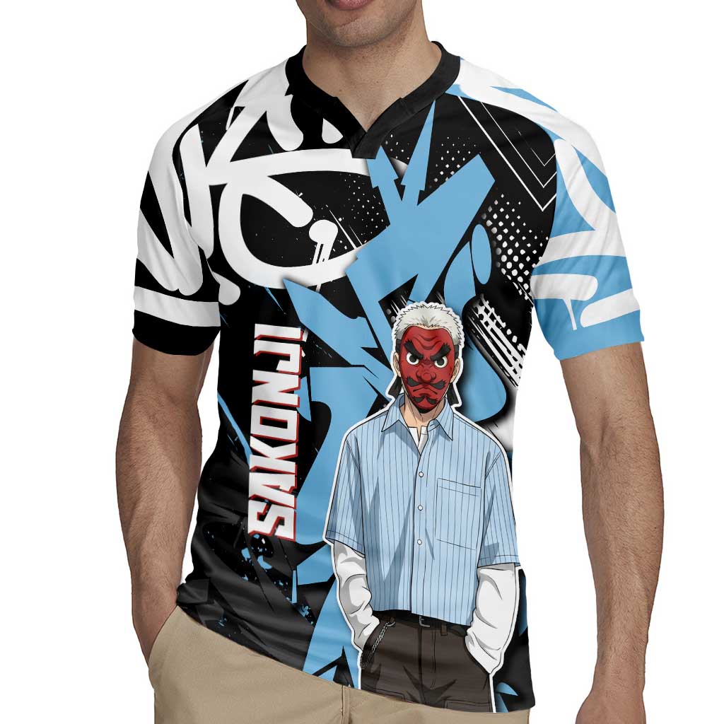 Sakonji Demon Slayer Rugby Jersey Blue Graffiti Anime Style