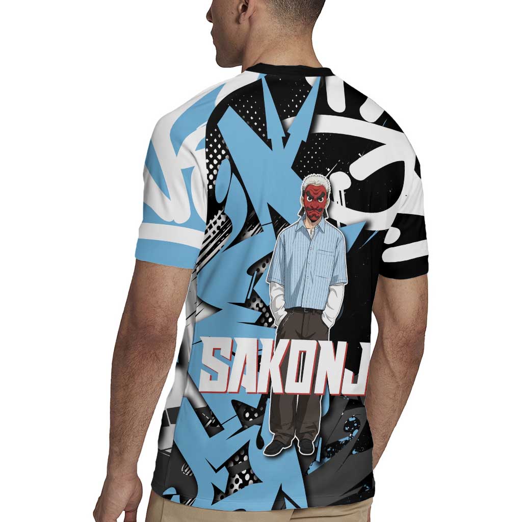 Sakonji Demon Slayer Rugby Jersey Blue Graffiti Anime Style