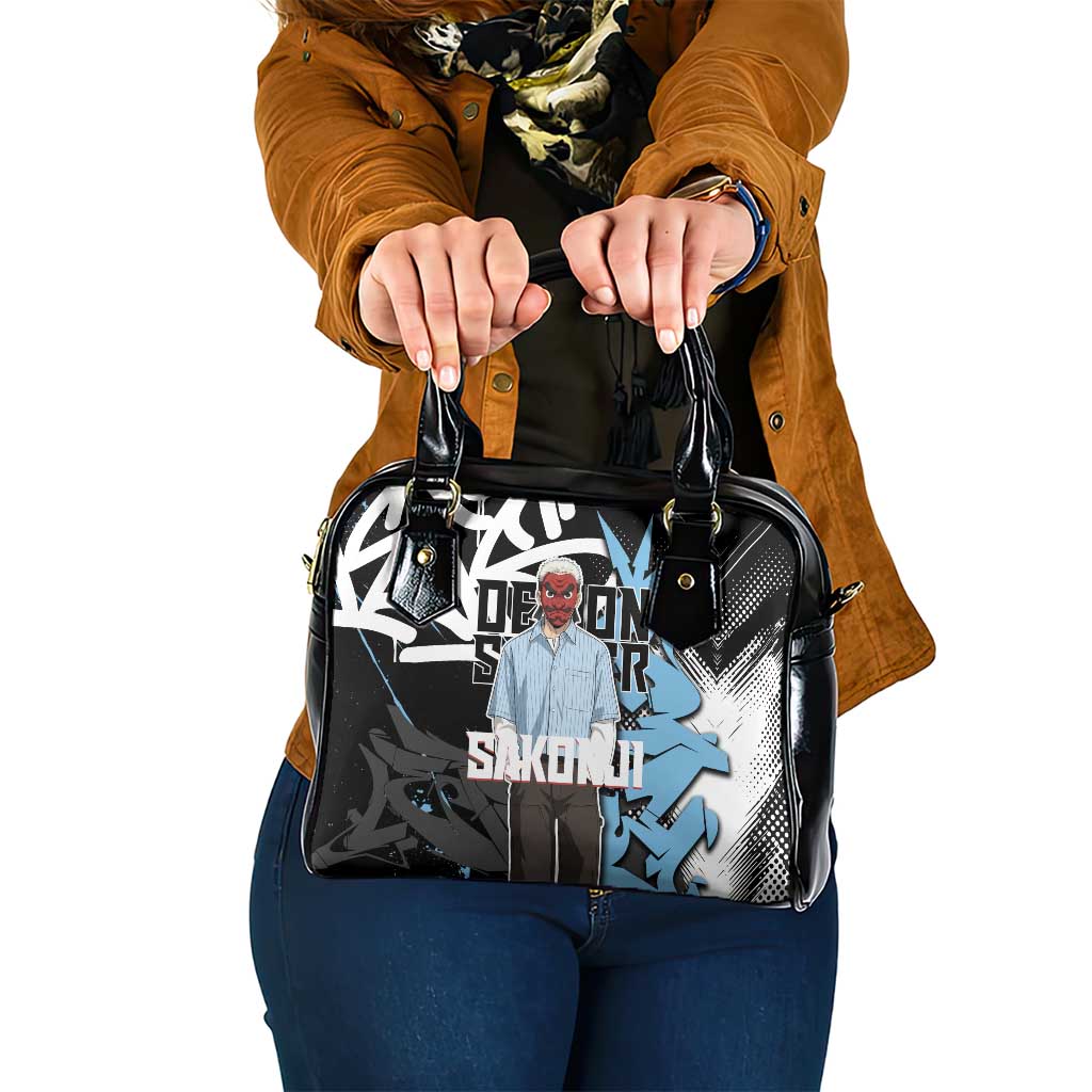Sakonji Demon Slayer Shoulder Handbag Blue Graffiti Anime Style