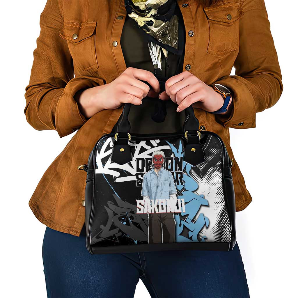 Sakonji Demon Slayer Shoulder Handbag Blue Graffiti Anime Style