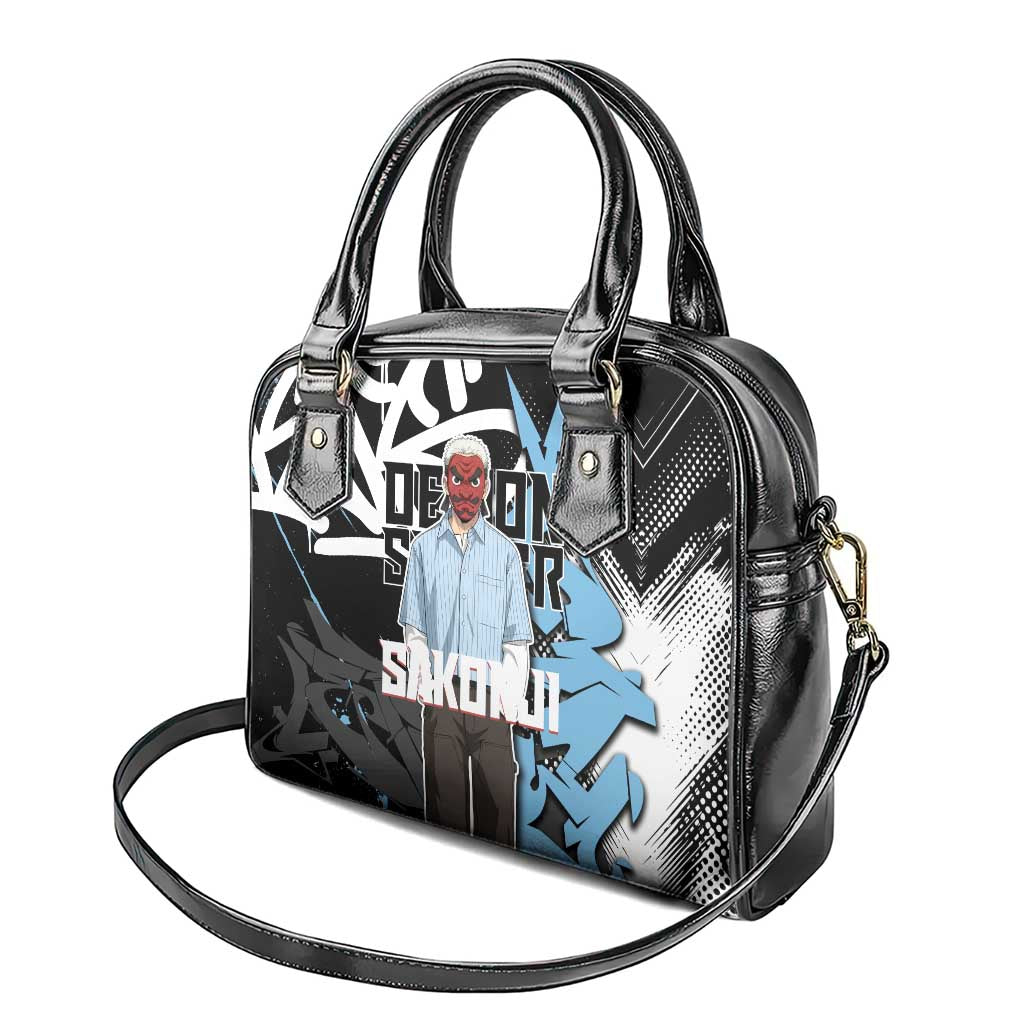 Sakonji Demon Slayer Shoulder Handbag Blue Graffiti Anime Style