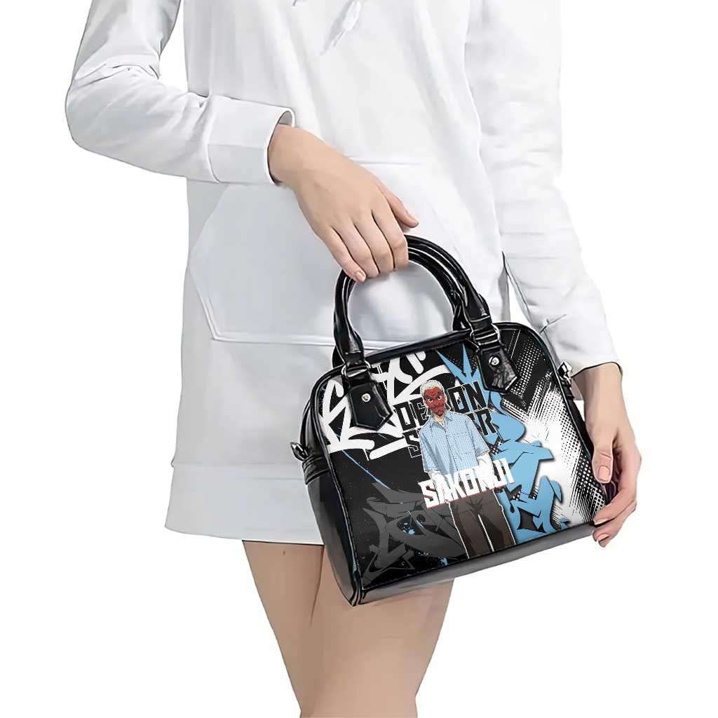 Sakonji Demon Slayer Shoulder Handbag Blue Graffiti Anime Style