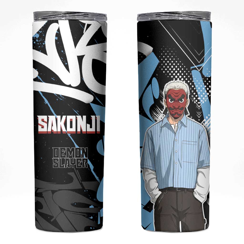 Sakonji Demon Slayer Skinny Tumbler Blue Graffiti Anime Style
