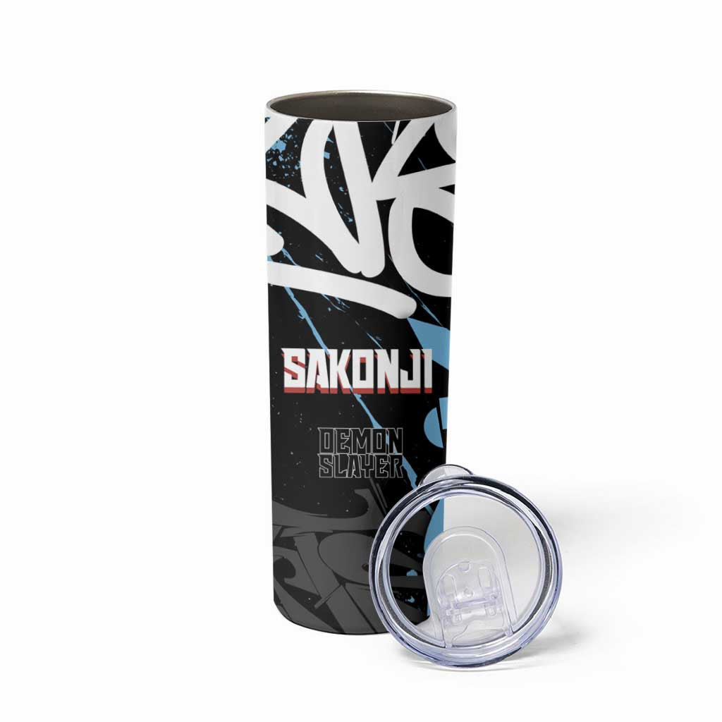 Sakonji Demon Slayer Skinny Tumbler Blue Graffiti Anime Style